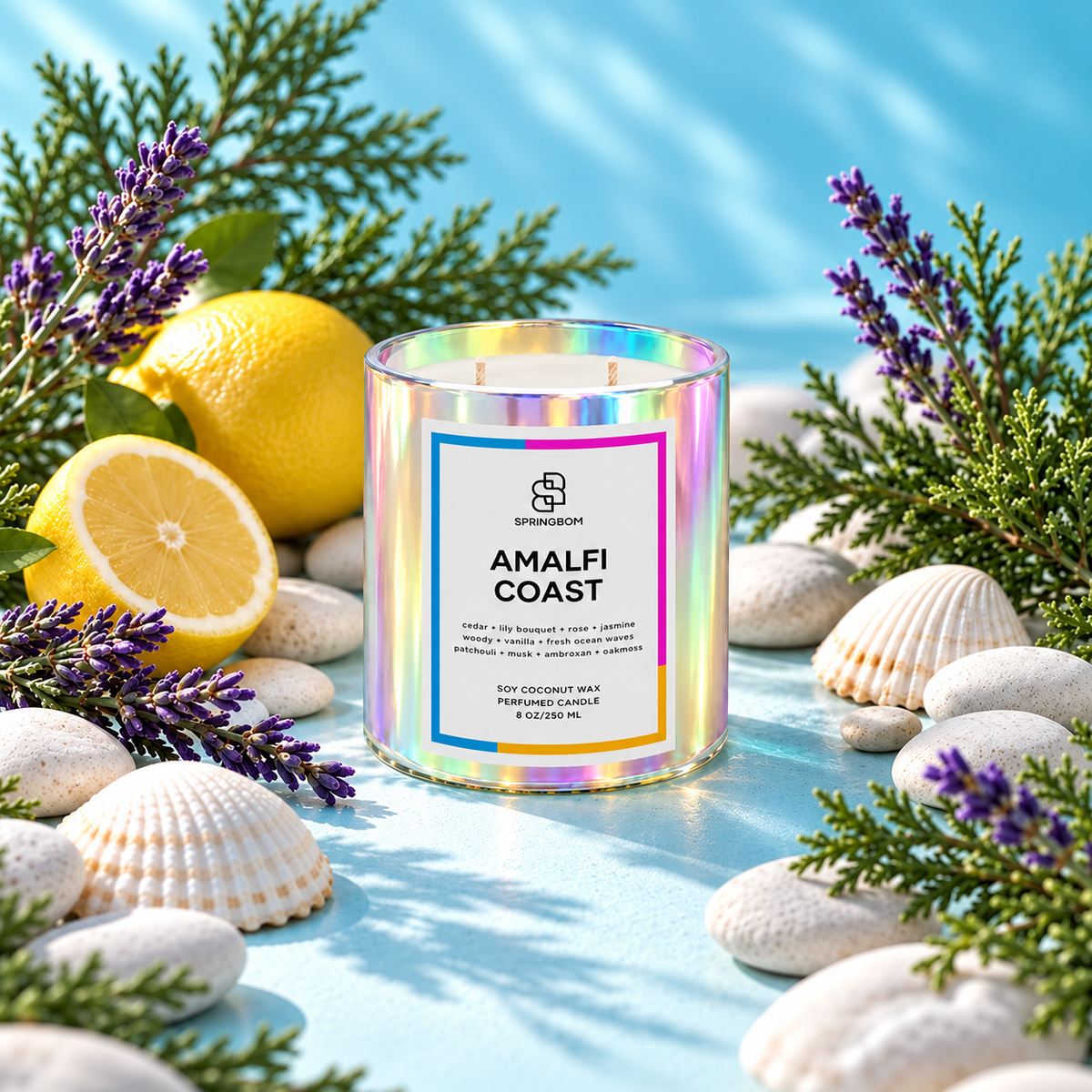 Amalfi Coast Jasmine & Rose Handmade Coconut Soy Candle