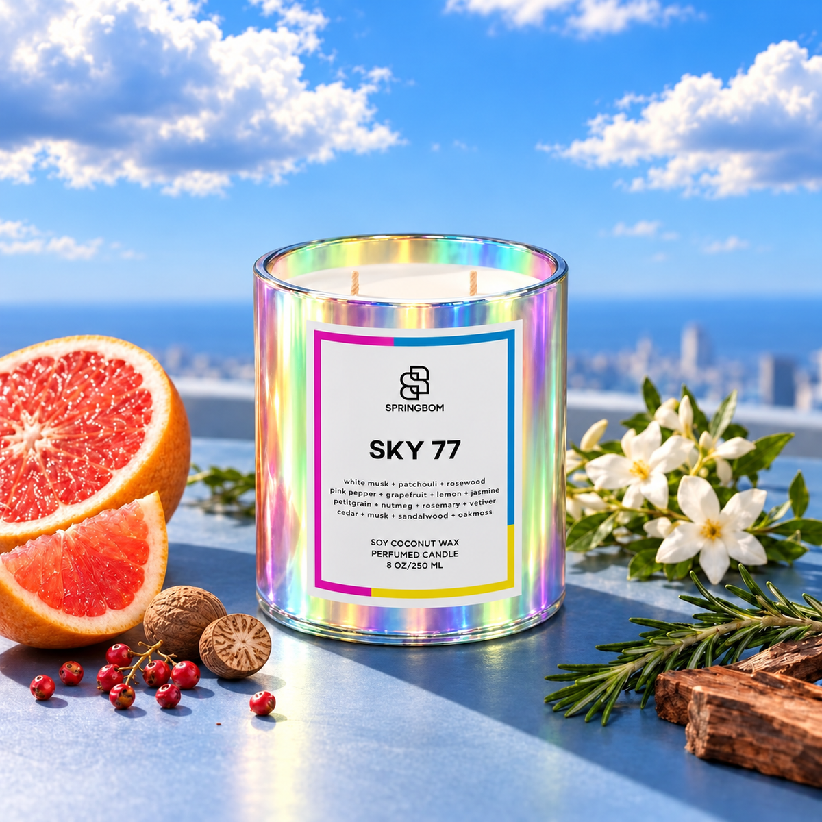 Sky 77 Grapefruit & Sandalwood Handmade Coconut Soy Candle