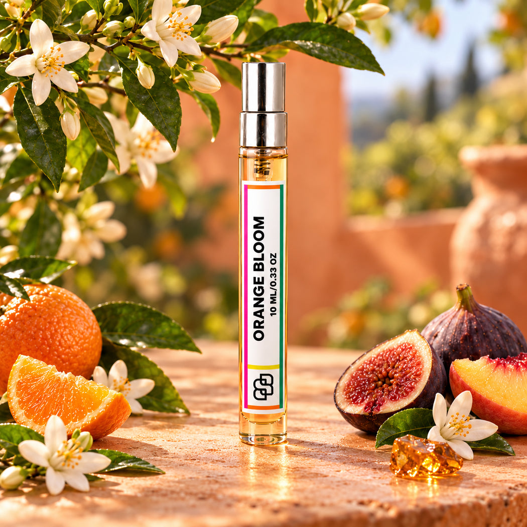 SPRINGBOM Orange Bloom handmade perfume, golden 10ml eau de parfum travel spray, with orange blossom, fig and peach