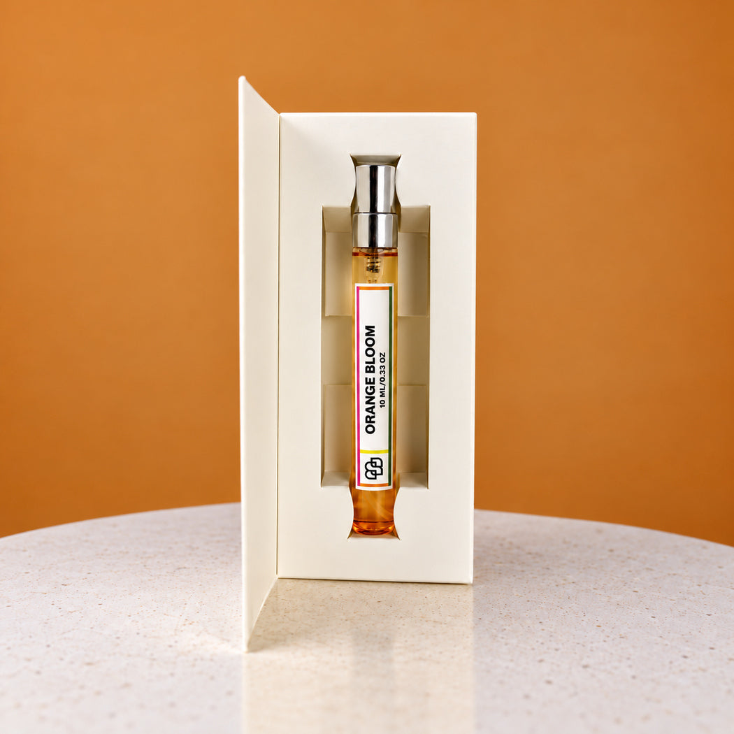 SPRINGBOM Orange Bloom 10ml handmade perfume presented in its open handmade white gift box
